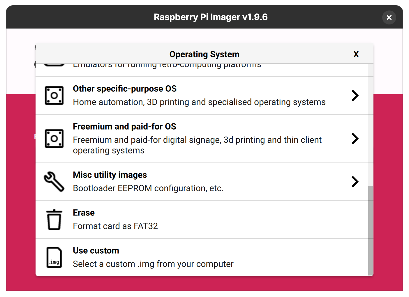 RPi Imager Use Custom OS